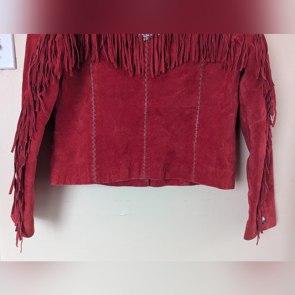 Scully Red Suede Fringe Leather Jacket (SIZE LARGE) - Picture 9 of 16